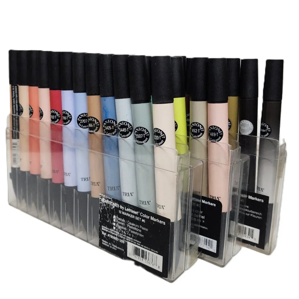 PANATONE TRIA by Letraset Art Color Markers 3 Tip w/Case EXCELLENT Tested D/C